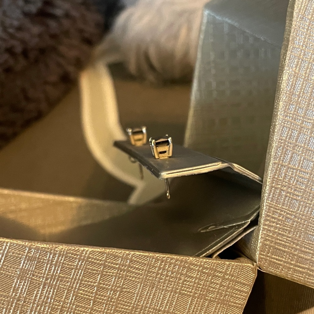 14k Black Diamond Solitaire Earrings - Picture 6 of 15